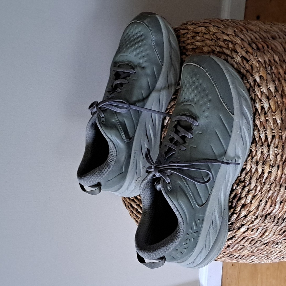 Hoka One One Mens Bondi Olive Leather‎ Athletic/Training/Running Sneakers S-14